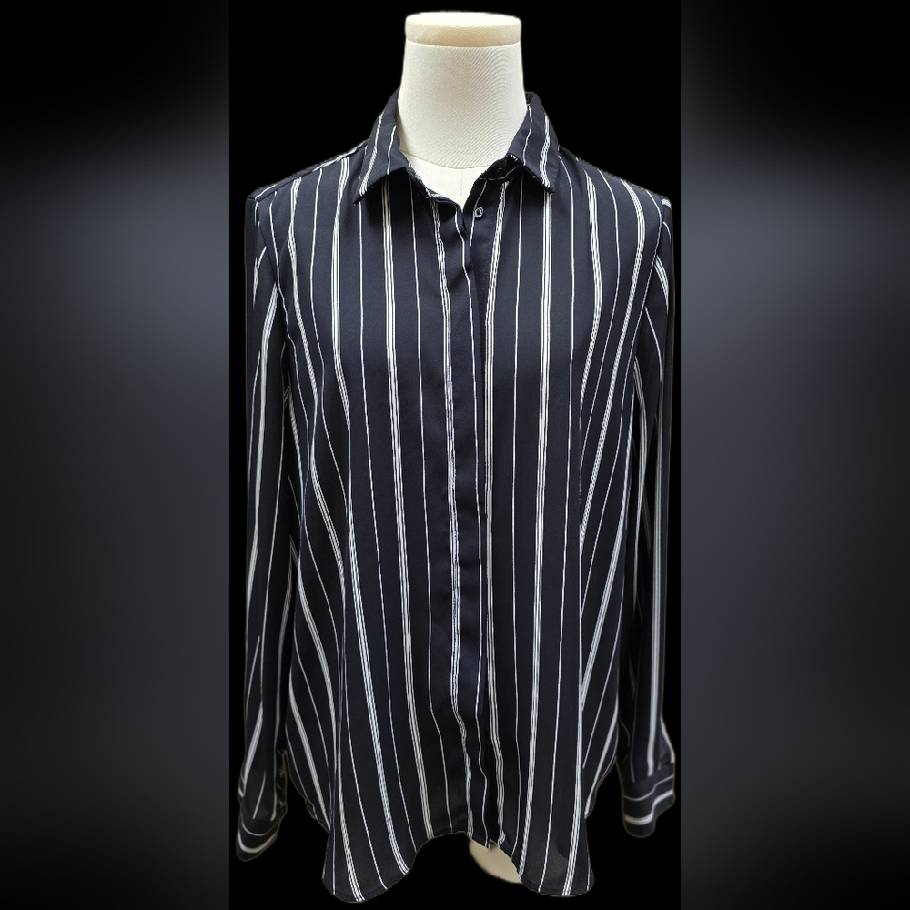 H&M Navy and White Striped Blouse